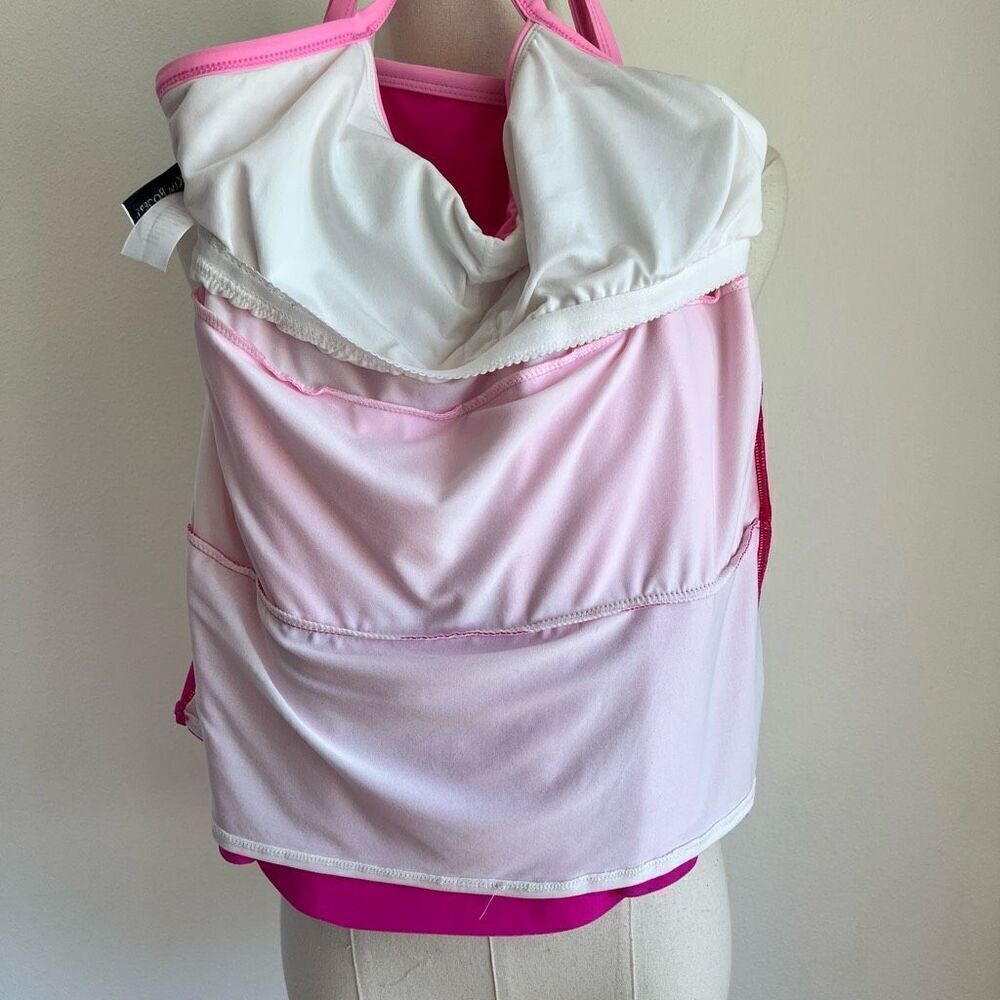 Kim Rogers Ruffled Tankini Top Pink Shades Size  Medium New With Tags - Picture 10 of 14